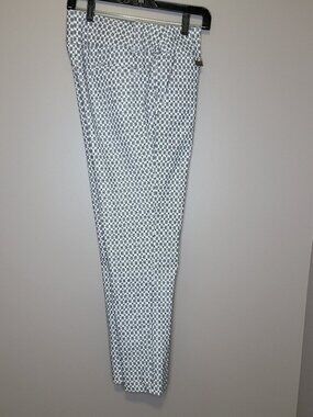 Lisette L Sport White Black Geometric Print Golf Pants Women's 14 Stretch Ankle